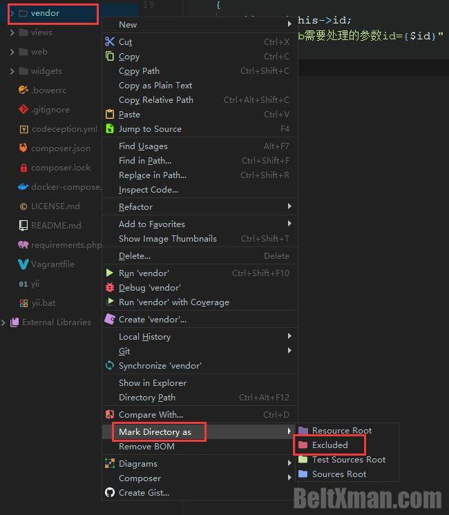 phpstorm Make Directory as excluded