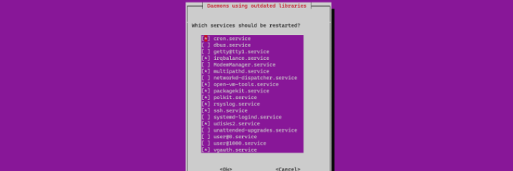关闭ubuntu22.04的Daemons using outdated libraries服务重启提示弹窗